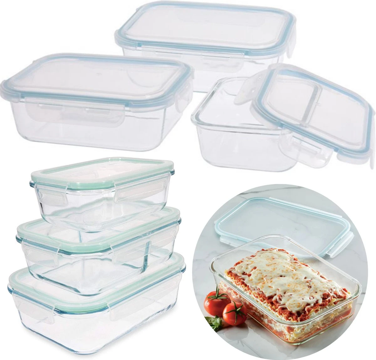 Cheqo® Stevige Glazen - Vershoudbakjes - Meal Prep Bakjes - Lunchbox - Diepvriesbakjes - Vershouddoos - Magnetron Bakjes Met Deksel - Geschikt Voor Oven En Magnetron - Glas - 3 Stuks 1 Cheqo® Stevige Glazen - Vershoudbakjes - Meal Prep Bakjes - Lunchbox - Diepvriesbakjes - Vershouddoos - Magnetron Bakjes Met Deksel - Geschikt Voor Oven En Magnetron - Glas - 3 Stuks