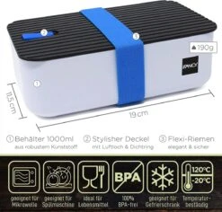 IFancy Lunchbox Tasty - Bento Lunch Box 1000ml - Dicht & Lekvrij Voor Kinderen & Volwassenen - Kantoor & School - BPA Vrij - Vaatwasser Magnetron & Vriezer Lunch Box (Blauw) 8 IFancy Lunchbox Tasty - Bento Lunch Box 1000ml - Dicht & Lekvrij Voor Kinderen & Volwassenen - Kantoor & School - BPA Vrij - Vaatwasser Magnetron & Vriezer Lunch Box (Blauw) -Mepal Shop 1200x1148