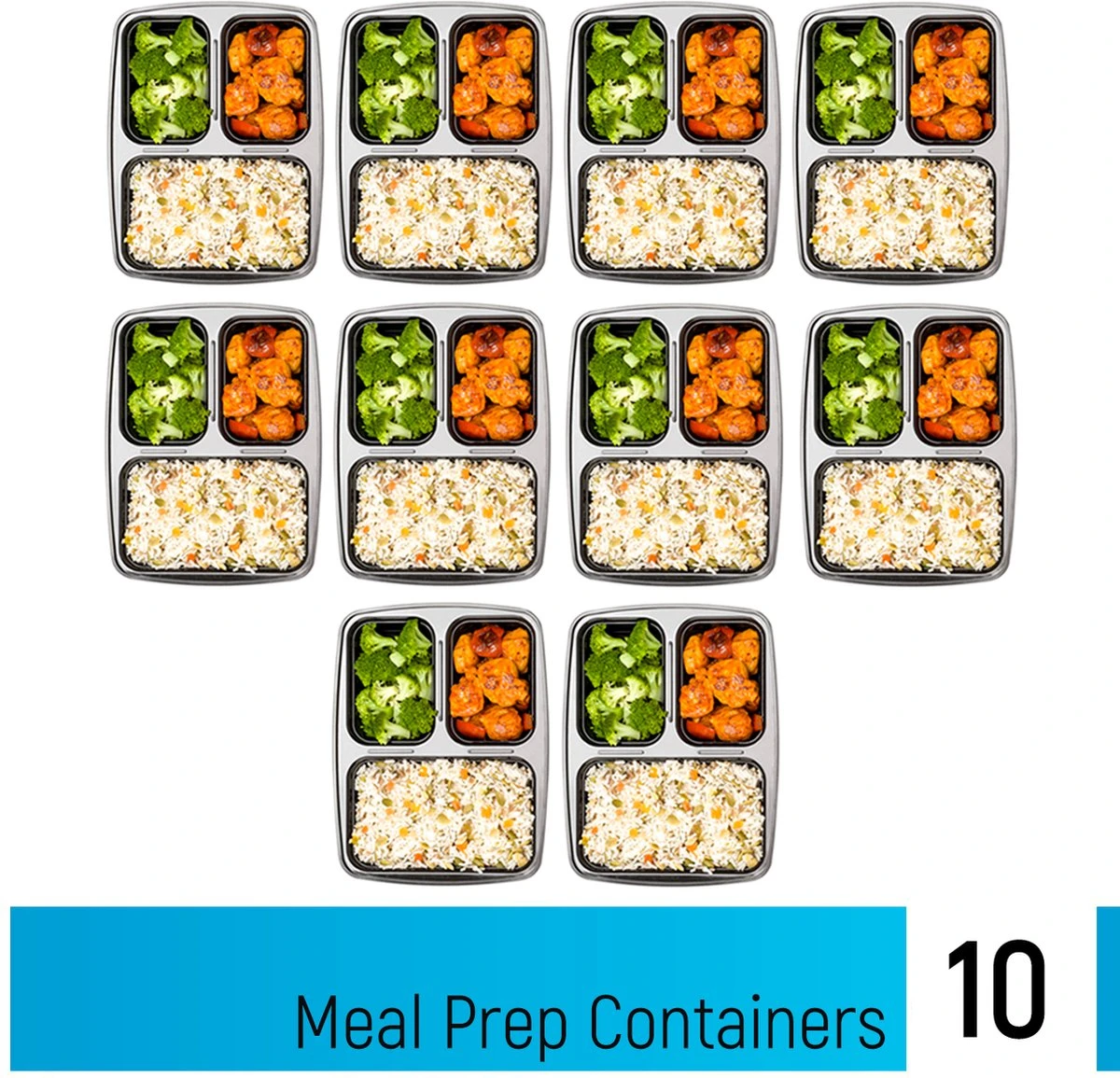 Meal Prep Bakjes - 10 Stuks - 3 Compartimenten - Lunchbox - Diepvriesbakjes - Vershoudbakjes - Plastic Bakjes Met Deksel - Magnetron Bakjes Met Deksel - Meal Prep - Vershouddoos - 1L - BPA Vrij – Fitcrafters 2 Meal Prep Bakjes - 10 Stuks - 3 Compartimenten - Lunchbox - Diepvriesbakjes - Vershoudbakjes - Plastic Bakjes Met Deksel - Magnetron Bakjes Met Deksel - Meal Prep - Vershouddoos - 1L - BPA Vrij – Fitcrafters - Afbeelding 2