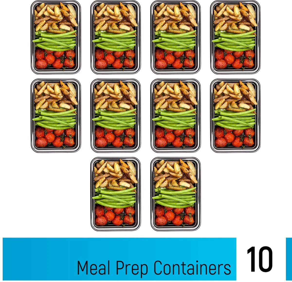 Meal Prep Bakjes - 10 Stuks - 1 Compartiment - Lunchbox - Diepvriesbakjes - Vershoudbakjes - Plastic Bakjes Met Deksel - Magnetron Bakjes Met Deksel - Meal Prep - Vershouddoos - 1L - BPA Vrij - Fitcrafters 4 Meal Prep Bakjes - 10 Stuks - 1 Compartiment - Lunchbox - Diepvriesbakjes - Vershoudbakjes - Plastic Bakjes Met Deksel - Magnetron Bakjes Met Deksel - Meal Prep - Vershouddoos - 1L - BPA Vrij - Fitcrafters - Afbeelding 4