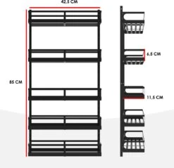 Soome Viljo - Kruidenrek Ophangbaar - Keukenrek - Wandrek - Keuken Organizer - 5 Laags - Verstelbaar - Staal - Zwart - H85xB42.5cm 14 Soome Viljo - Kruidenrek Ophangbaar - Keukenrek - Wandrek - Keuken Organizer - 5 Laags - Verstelbaar - Staal - Zwart - H85xB42.5cm -Mepal Shop 1200x1163 2