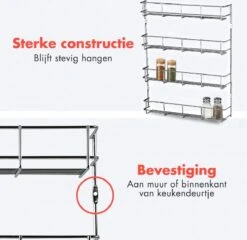 KitchenBrothers Ophangbaar Kruidenrek Voor 32 Kruidenpotjes - Spice Rack – Keuken Rek - Kruiden Organizer - Specerijen Opbergen - 4 Laags - 40 X 6.3 X 50 Cm - RVS 11 KitchenBrothers Ophangbaar Kruidenrek Voor 32 Kruidenpotjes - Spice Rack – Keuken Rek - Kruiden Organizer - Specerijen Opbergen - 4 Laags - 40 X 6.3 X 50 Cm - RVS -Mepal Shop 1200x1166 2