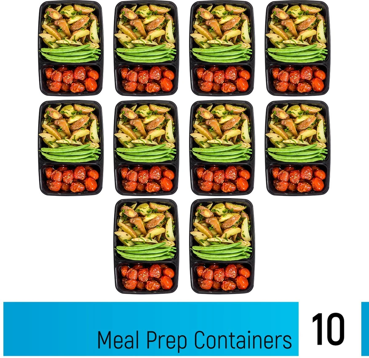 Meal Prep Bakjes - 10 Stuks - 2 Compartimenten - Lunchbox - Diepvriesbakjes - Vershoudbakjes - Plastic Bakjes Met Deksel - Magnetron Bakjes Met Deksel - Meal Prep - Vershouddoos - 1L - BPA Vrij – Fitcrafters 3 Meal Prep Bakjes - 10 Stuks - 2 Compartimenten - Lunchbox - Diepvriesbakjes - Vershoudbakjes - Plastic Bakjes Met Deksel - Magnetron Bakjes Met Deksel - Meal Prep - Vershouddoos - 1L - BPA Vrij – Fitcrafters - Afbeelding 3