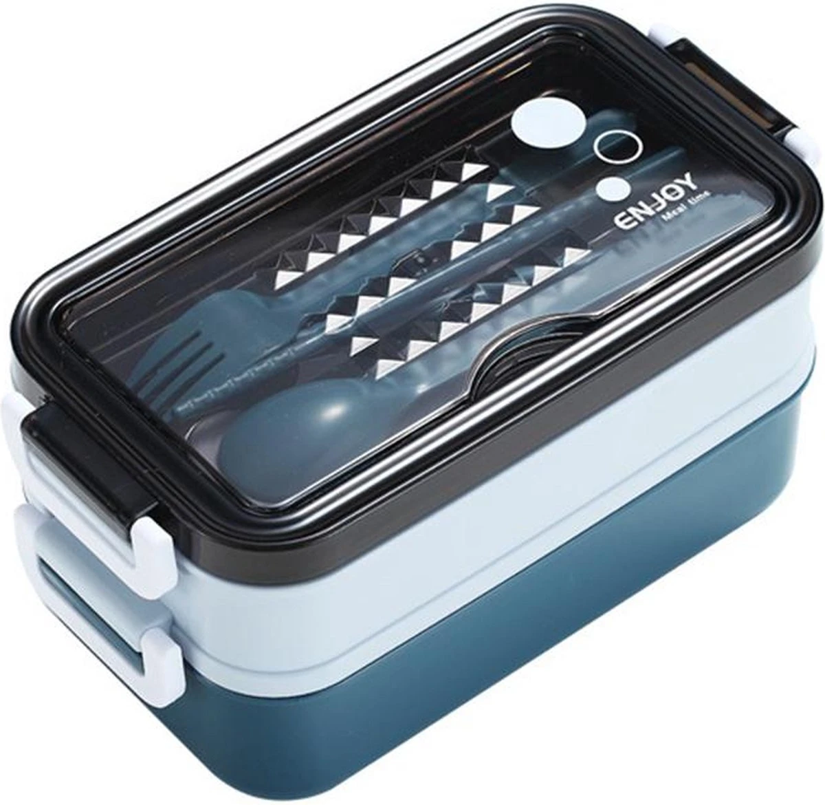 Lunchbox - Meal Prep Bakjes - Lunch Box Met Deksel - Meal Prep – Bento Box - Lunchtrommel Met Bestek Blauw 5 Lunchbox - Meal Prep Bakjes - Lunch Box Met Deksel - Meal Prep – Bento Box - Lunchtrommel Met Bestek Blauw - Afbeelding 5