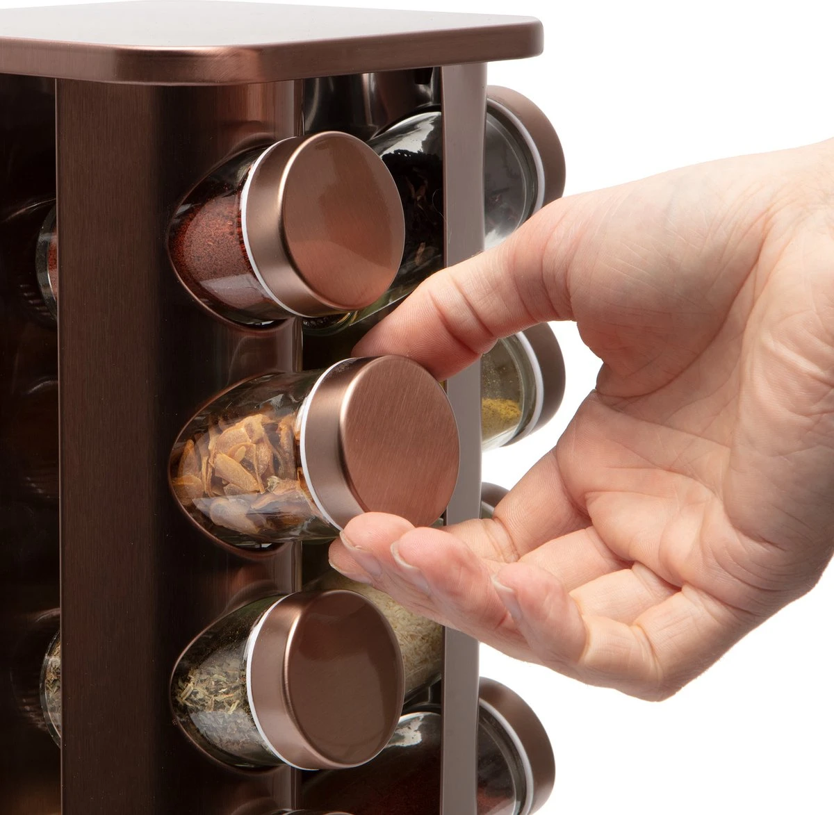 Pazzo Goods - Kruidenrek Staand - Kruidenrek Met Potjes - Rose Goud - RVS - Kruidenrek Draaibaar - 20 Kruidenpotjes - Inclusief Stickers & Stift - Kruiden Carrousel 3 Pazzo Goods - Kruidenrek Staand - Kruidenrek Met Potjes - Rose Goud - RVS - Kruidenrek Draaibaar - 20 Kruidenpotjes - Inclusief Stickers & Stift - Kruiden Carrousel - Afbeelding 3