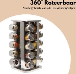 Pazzo Goods - Kruidenrek Staand - Kruidenrek Met Potjes - Zilver - RVS - Kruidenrek Draaibaar - 20 Kruidenpotjes - Inclusief Stickers & Stift - Kruiden Carrousel 12 Pazzo Goods - Kruidenrek Staand - Kruidenrek Met Potjes - Zilver - RVS - Kruidenrek Draaibaar - 20 Kruidenpotjes - Inclusief Stickers & Stift - Kruiden Carrousel -Mepal Shop 1200x1175 2