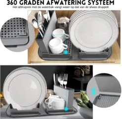Afdruiprek Met Lekbak - Inclusief Afdruipmat - Opvouwbaar - Afwasrek Met Uitneembare Bestekhouder - Voor Bestek, Borden, Pannen En Schalen -Mepal Shop 1200x1176 5