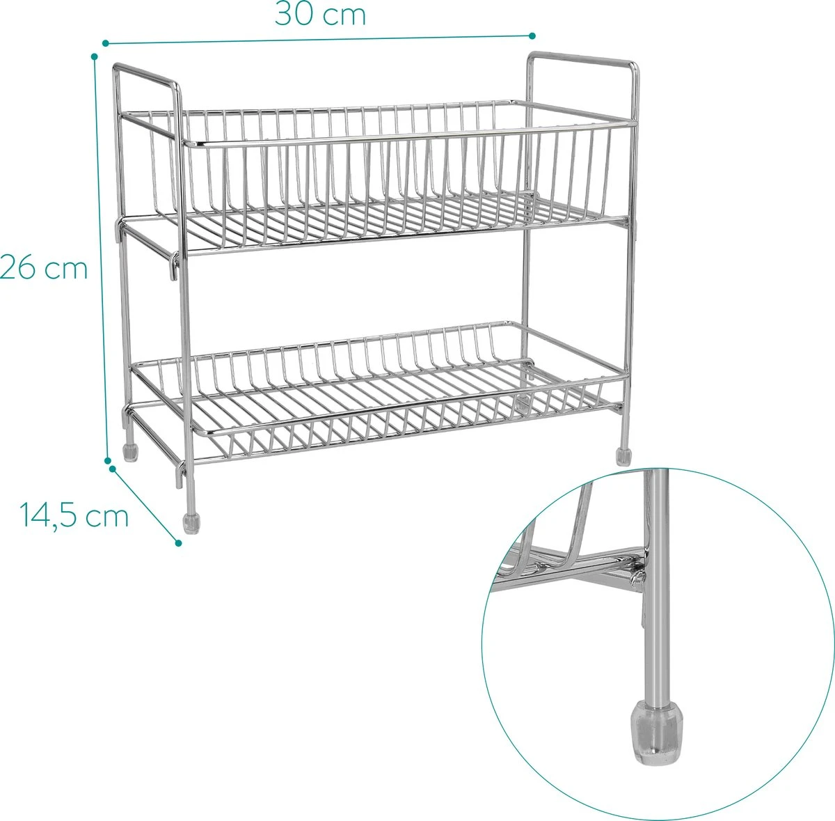 Navaris Stalen Kruidenrekje 2 Laags - Kruidenrek Staand - Rek Voor Kruidenpotjes En Glaasjes - Multifunctionele Organizer Voor Keuken En Badkamer 2 Navaris Stalen Kruidenrekje 2 Laags - Kruidenrek Staand - Rek Voor Kruidenpotjes En Glaasjes - Multifunctionele Organizer Voor Keuken En Badkamer - Afbeelding 2