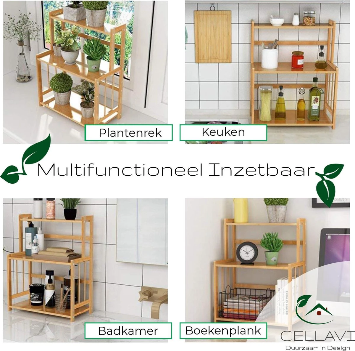 Cellavi Duurzaam Kruidenrek Staand Van Bamboe - Keukenrek Verstelbaar - Keuken Accessoires - Stevige Constructie - Multifunctioneel En Waterafstotend 3 Cellavi Duurzaam Kruidenrek Staand Van Bamboe - Keukenrek Verstelbaar - Keuken Accessoires - Stevige Constructie - Multifunctioneel En Waterafstotend - Afbeelding 3