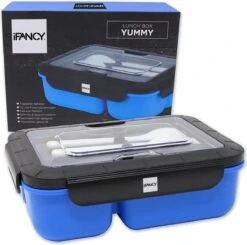 IFancy LUNCHBOX YUMMY - Bento Box 1500ml + Bestek - 3 Compartimenten - BPA Vrij & Lekvrij - Vaatwasser Magnetron & Vriezer - Lunch Box Voor Kinderen & Volwassenen (Blauw) 9 IFancy LUNCHBOX YUMMY - Bento Box 1500ml + Bestek - 3 Compartimenten - BPA Vrij & Lekvrij - Vaatwasser Magnetron & Vriezer - Lunch Box Voor Kinderen & Volwassenen (Blauw) -Mepal Shop 1200x1189