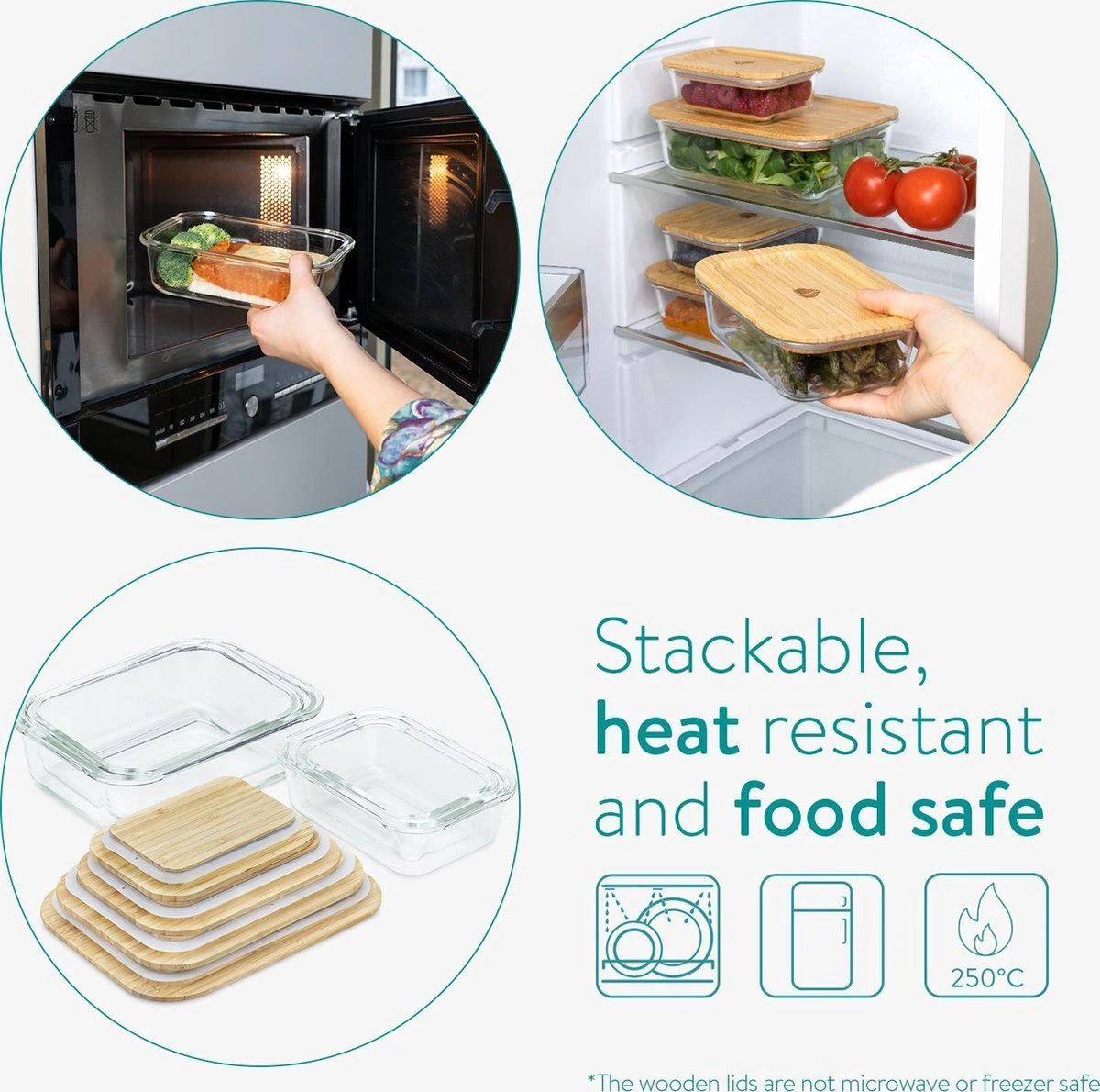 Navaris Glazen Vershoudbakjes - Set Van 4 - Meal Prep Bakjes Met Bamboe Deksel - 4x Vershouddoos Van Glas - BPA-vrij - Bakjes In 4 Maten 3 Navaris Glazen Vershoudbakjes - Set Van 4 - Meal Prep Bakjes Met Bamboe Deksel - 4x Vershouddoos Van Glas - BPA-vrij - Bakjes In 4 Maten - Afbeelding 3