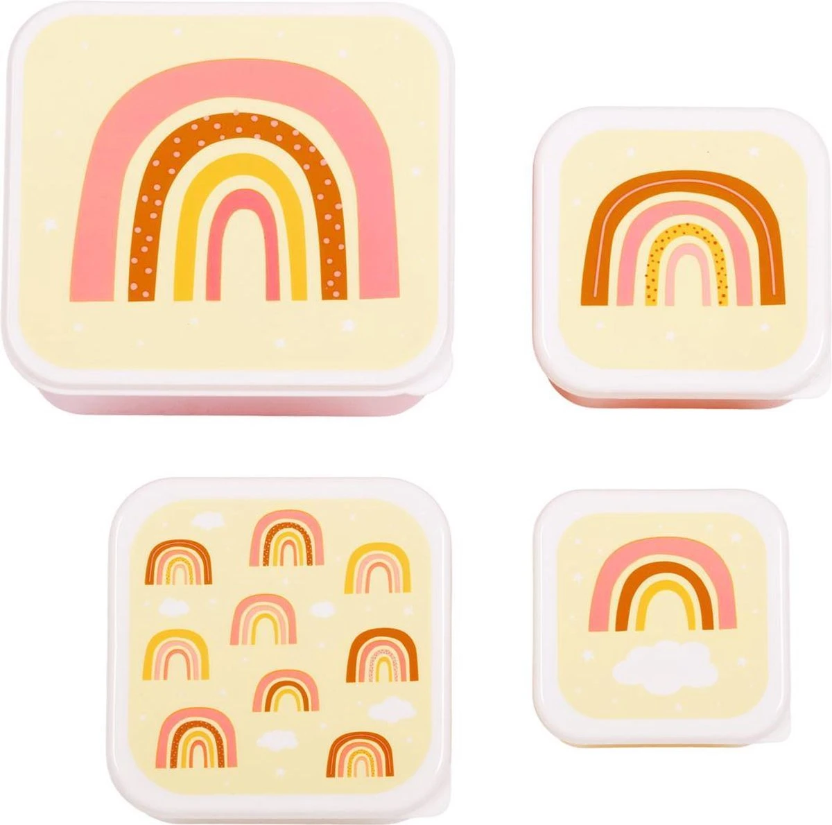 A Little Lovely Company - Brooddoos - Broodtrommel - Lunch & Snack Box Set Van 4 - Regenbogen 1 A Little Lovely Company - Brooddoos - Broodtrommel - Lunch & Snack Box Set Van 4 - Regenbogen