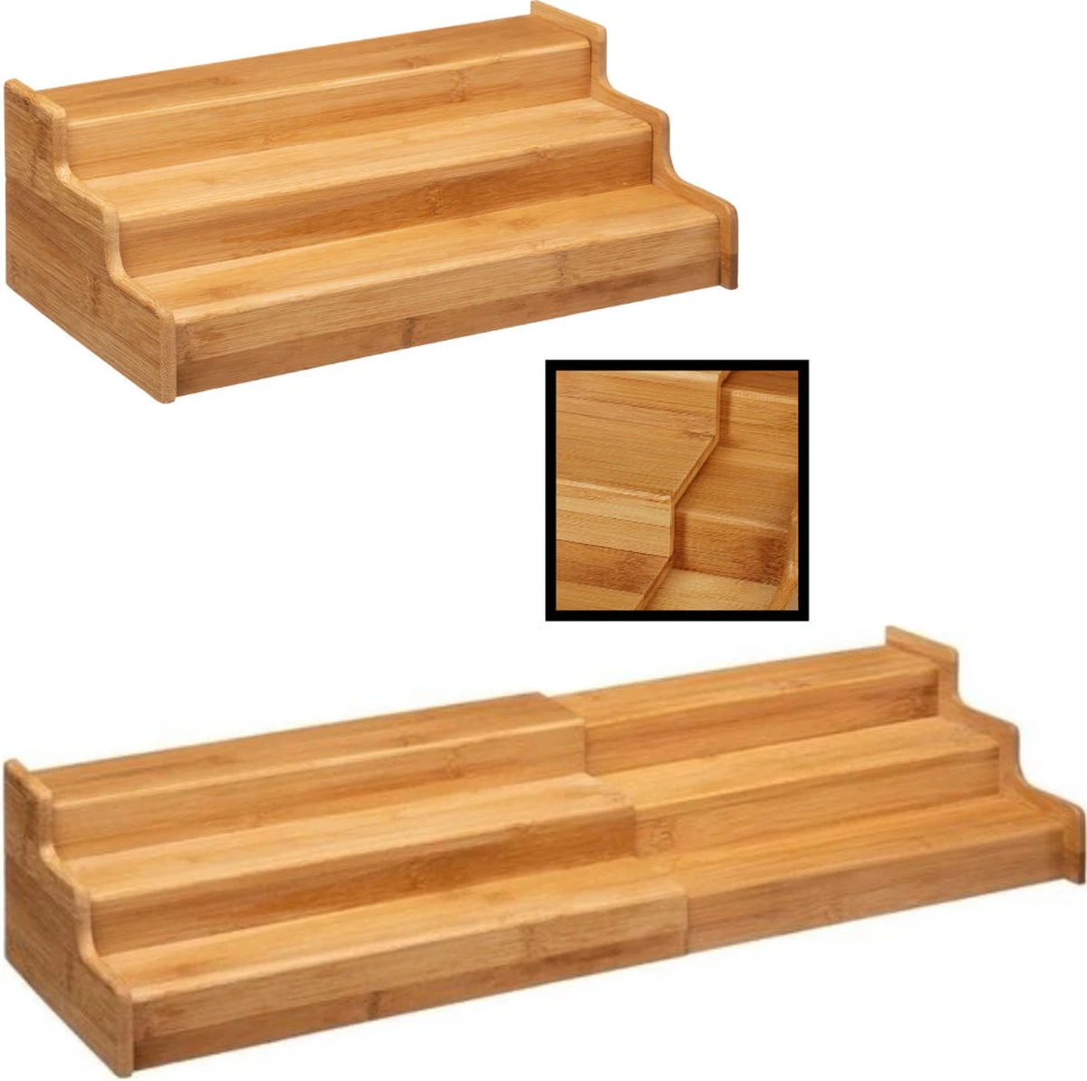 Merkloos Decopatent® Kruidenrekje Uitschuifbaar - Staand 3 Laags Kruidenrek Voor 36 Kruidenpotjes - Specerijen Rek - Bamboe Hout 1 Merkloos Decopatent® Kruidenrekje Uitschuifbaar - Staand 3 Laags Kruidenrek Voor 36 Kruidenpotjes - Specerijen Rek - Bamboe Hout