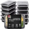 HGMD® Meal Prep Bakjes - 15 Stuks - 1 Compartiment - Lunchbox - Diepvriesbakjes - Vershoudbakjes - Plastic Bakjes Met Deksel - Magnetron Bakjes Met Deksel - Meal Prep - Vershouddoos - 1L - BPA Vrij