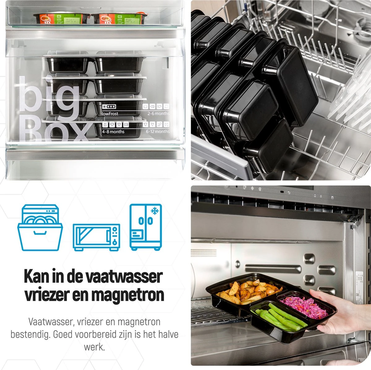 Meal Prep Bakjes - 14 Stuks - 3 Compartimenten - Lunchbox - Diepvriesbakjes - Vershoudbakjes - Plastic Bakjes Met Deksel - Magnetron Bakjes Met Deksel - Meal Prep - Vershouddoos - 1L - BPA Vrij - Fitcrafters 5 Meal Prep Bakjes - 14 Stuks - 3 Compartimenten - Lunchbox - Diepvriesbakjes - Vershoudbakjes - Plastic Bakjes Met Deksel - Magnetron Bakjes Met Deksel - Meal Prep - Vershouddoos - 1L - BPA Vrij - Fitcrafters - Afbeelding 5