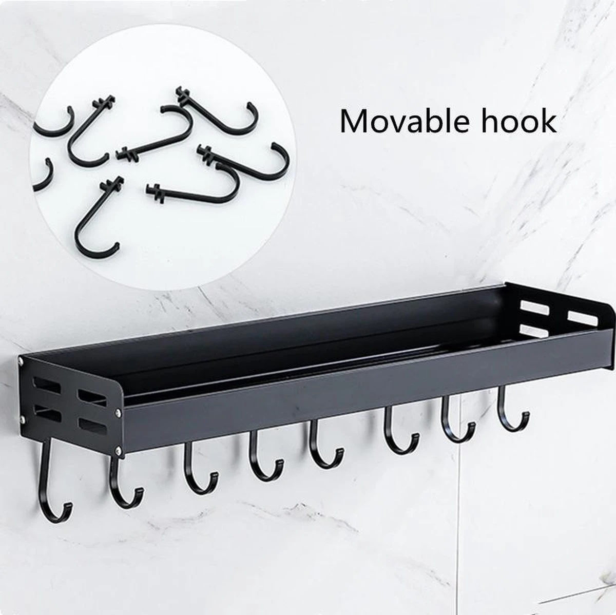 Merkloos TDR - Kruidenrek - Ophangbaar - Inclusief 6 Verplaatsbare Haken Voor Keukengereedschap - 50 Cm - Zwart 2 Merkloos TDR - Kruidenrek - Ophangbaar - Inclusief 6 Verplaatsbare Haken Voor Keukengereedschap - 50 Cm - Zwart - Afbeelding 2