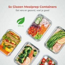 KitchenBrothers Meal Prep Bakjes - Set - Luchtdicht - BPA Vrij - 1L - Glas - 5 Stuks 14 KitchenBrothers Meal Prep Bakjes - Set - Luchtdicht - BPA Vrij - 1L - Glas - 5 Stuks -Mepal Shop 1200x1200 1018