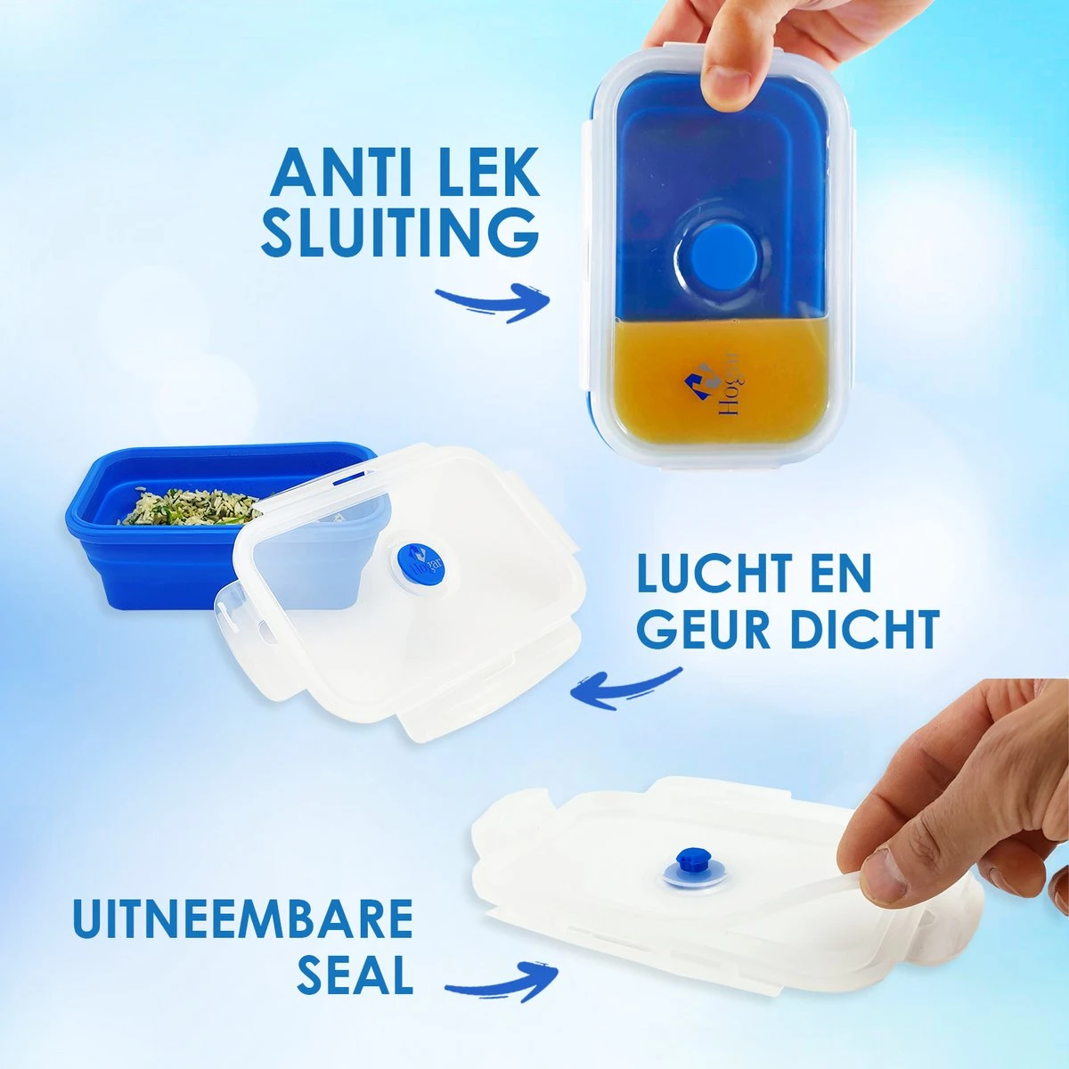 Hogar Vershoudbakjes - Meal Prep Bakjes - Diepvriesbakjes - Vershouddoos - Vershoudbakjes Set Met Deksel – Inklapbaar - 4 Stuks - Anti Lek Deksel - BPA Vrij Siliconen 5 Hogar Vershoudbakjes - Meal Prep Bakjes - Diepvriesbakjes - Vershouddoos - Vershoudbakjes Set Met Deksel – Inklapbaar - 4 Stuks - Anti Lek Deksel - BPA Vrij Siliconen - Afbeelding 5