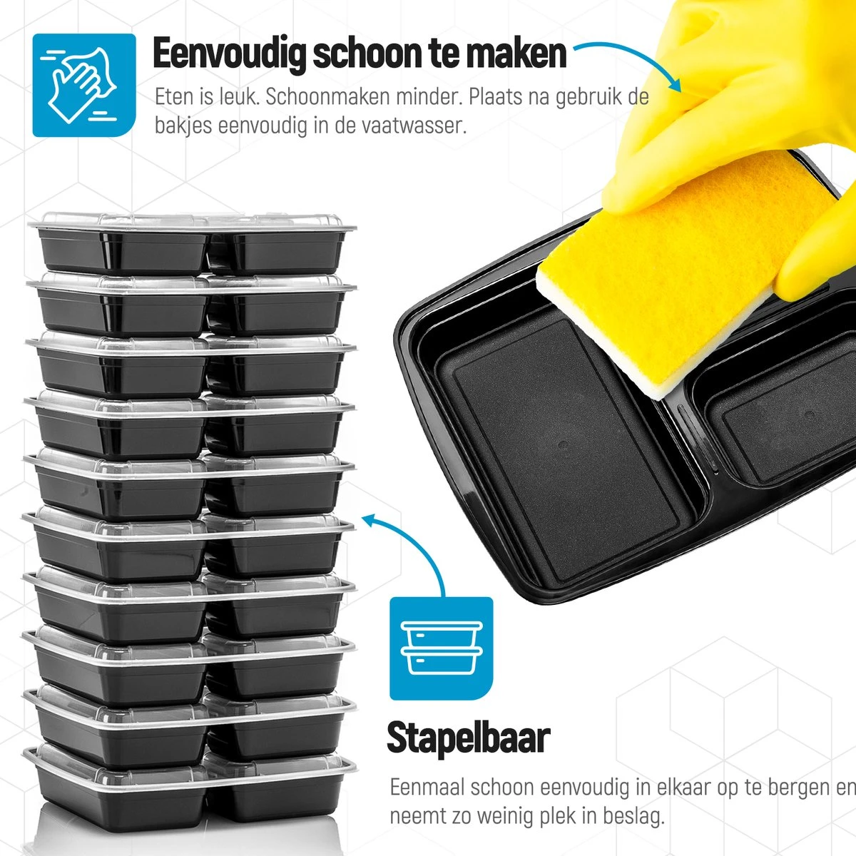 Meal Prep Bakjes - 14 Stuks - 3 Compartimenten - Lunchbox - Diepvriesbakjes - Vershoudbakjes - Plastic Bakjes Met Deksel - Magnetron Bakjes Met Deksel - Meal Prep - Vershouddoos - 1L - BPA Vrij - Fitcrafters 4 Meal Prep Bakjes - 14 Stuks - 3 Compartimenten - Lunchbox - Diepvriesbakjes - Vershoudbakjes - Plastic Bakjes Met Deksel - Magnetron Bakjes Met Deksel - Meal Prep - Vershouddoos - 1L - BPA Vrij - Fitcrafters - Afbeelding 4