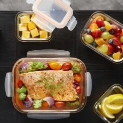 Lock&Lock Glazen Vershoudbakjes - Glazen Meal Prep Bakjes - Glazen Bakjes Met Deksel - Ovenschaal Met Deksel - Set Van 4 Stuks - 1 Liter -Mepal Shop 1200x1200 1074