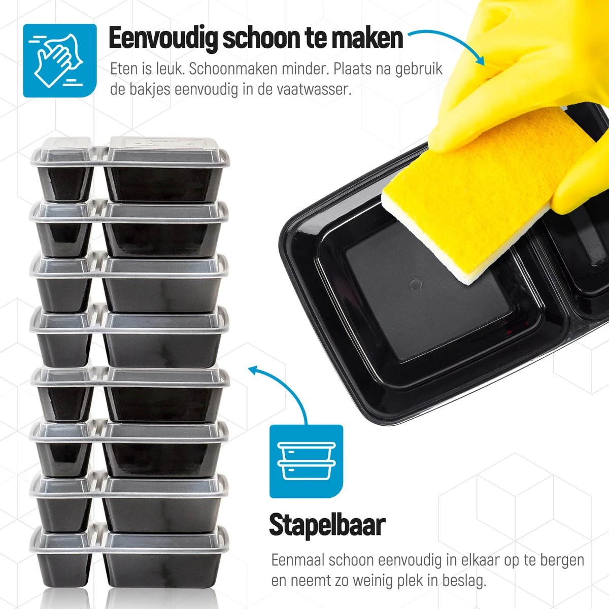 Meal Prep Bakjes - 10 Stuks - 2 Compartimenten - Lunchbox - Diepvriesbakjes - Vershoudbakjes - Plastic Bakjes Met Deksel - Magnetron Bakjes Met Deksel - Meal Prep - Vershouddoos - 1L - BPA Vrij – Fitcrafters 4 Meal Prep Bakjes - 10 Stuks - 2 Compartimenten - Lunchbox - Diepvriesbakjes - Vershoudbakjes - Plastic Bakjes Met Deksel - Magnetron Bakjes Met Deksel - Meal Prep - Vershouddoos - 1L - BPA Vrij – Fitcrafters - Afbeelding 4