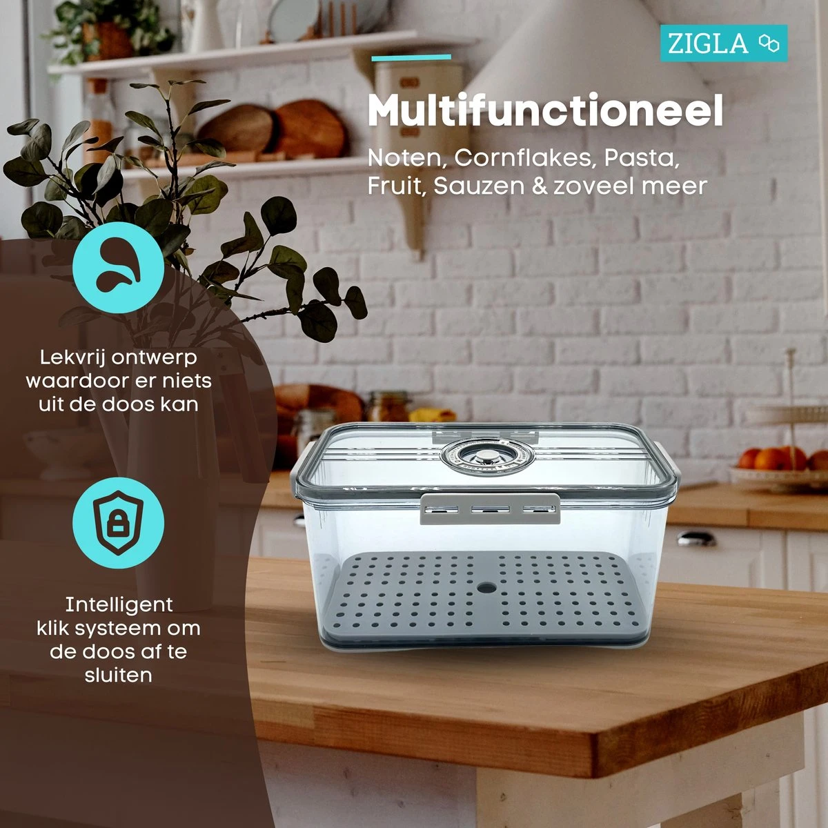 Zigla - Vershouddoos – Datumaanduiding – Voedselcontainer – Meal Prep – Fruitbakje – Vacuum Bewaardoos – Foodsaver 2 Zigla - Vershouddoos – Datumaanduiding – Voedselcontainer – Meal Prep – Fruitbakje – Vacuum Bewaardoos – Foodsaver - Afbeelding 2