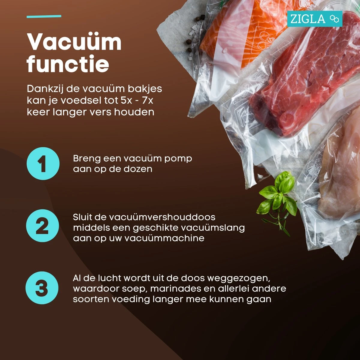 Zigla - Vershouddoos – Datumaanduiding – Voedselcontainer – Meal Prep – Fruitbakje – Vacuum Bewaardoos – Foodsaver 3 Zigla - Vershouddoos – Datumaanduiding – Voedselcontainer – Meal Prep – Fruitbakje – Vacuum Bewaardoos – Foodsaver - Afbeelding 3