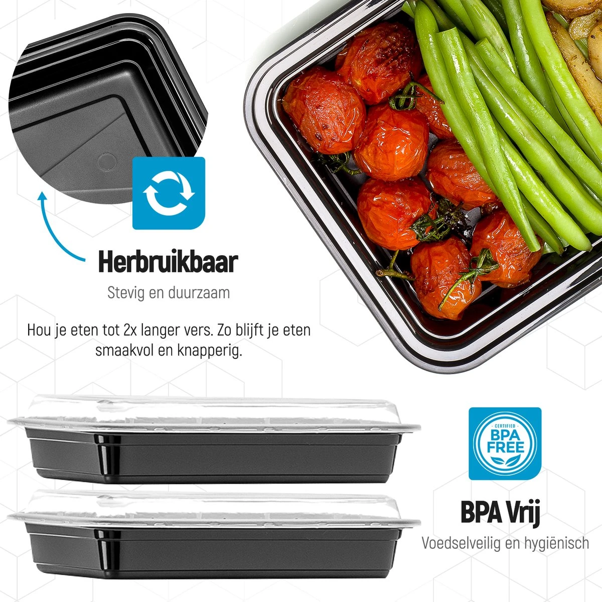 Meal Prep Bakjes - 10 Stuks - 1 Compartiment - Lunchbox - Diepvriesbakjes - Vershoudbakjes - Plastic Bakjes Met Deksel - Magnetron Bakjes Met Deksel - Meal Prep - Vershouddoos - 1L - BPA Vrij - Fitcrafters 9 Meal Prep Bakjes - 10 Stuks - 1 Compartiment - Lunchbox - Diepvriesbakjes - Vershoudbakjes - Plastic Bakjes Met Deksel - Magnetron Bakjes Met Deksel - Meal Prep - Vershouddoos - 1L - BPA Vrij - Fitcrafters - Afbeelding 9