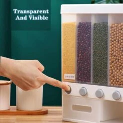 Food Dispensers - Cereal & Noten Dispensers - Rijst Dispensers - 6 Containers - Wit -