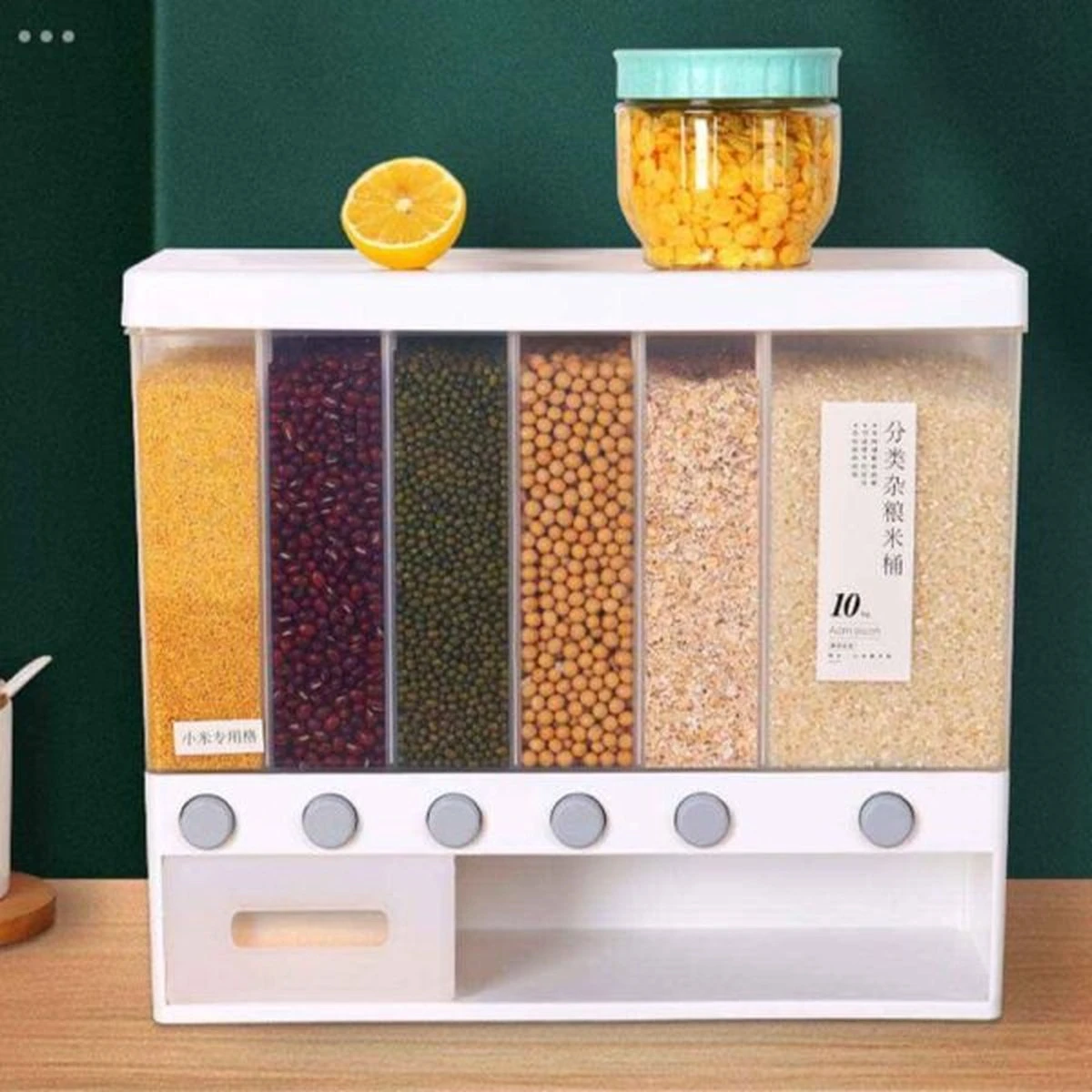 Food Dispensers - Cereal & Noten Dispensers - Rijst Dispensers - 6 Containers - Wit - 8 Food Dispensers - Cereal & Noten Dispensers - Rijst Dispensers - 6 Containers - Wit - - Afbeelding 8