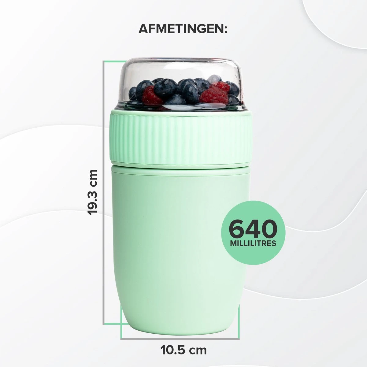 Coninx Yoghurtbeker To Go - Muesli Beker To Go - Lunchbeker - Mueslibeker 640ml (450ml+190ml) - Groen 2 Coninx Yoghurtbeker To Go - Muesli Beker To Go - Lunchbeker - Mueslibeker 640ml (450ml+190ml) - Groen - Afbeelding 2