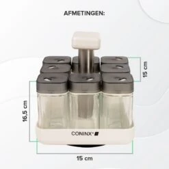 Coninx Kruidenrek Staand - Draaiend Kruidenrek Met Glazen Potjes - Kruidencarrousel Draaibaar - 8 Kruidenpotjes - Wit / RVS 15 Coninx Kruidenrek Staand - Draaiend Kruidenrek Met Glazen Potjes - Kruidencarrousel Draaibaar - 8 Kruidenpotjes - Wit / RVS -Mepal Shop 1200x1200 189