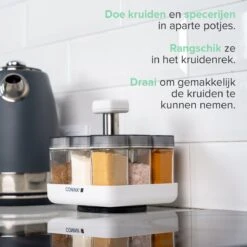 Coninx Kruidenrek Staand - Draaiend Kruidenrek Met Glazen Potjes - Kruidencarrousel Draaibaar - 8 Kruidenpotjes - Wit / RVS 19 Coninx Kruidenrek Staand - Draaiend Kruidenrek Met Glazen Potjes - Kruidencarrousel Draaibaar - 8 Kruidenpotjes - Wit / RVS -Mepal Shop 1200x1200 192