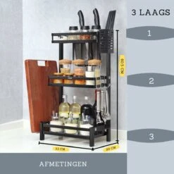 Alternative view of Koflergoods - Kruidenrek - Kruidenrek Staal - 3 Laags - Opbergrek - Keuken Organizer - Roestvrijstaal - Aanrecht Organizer