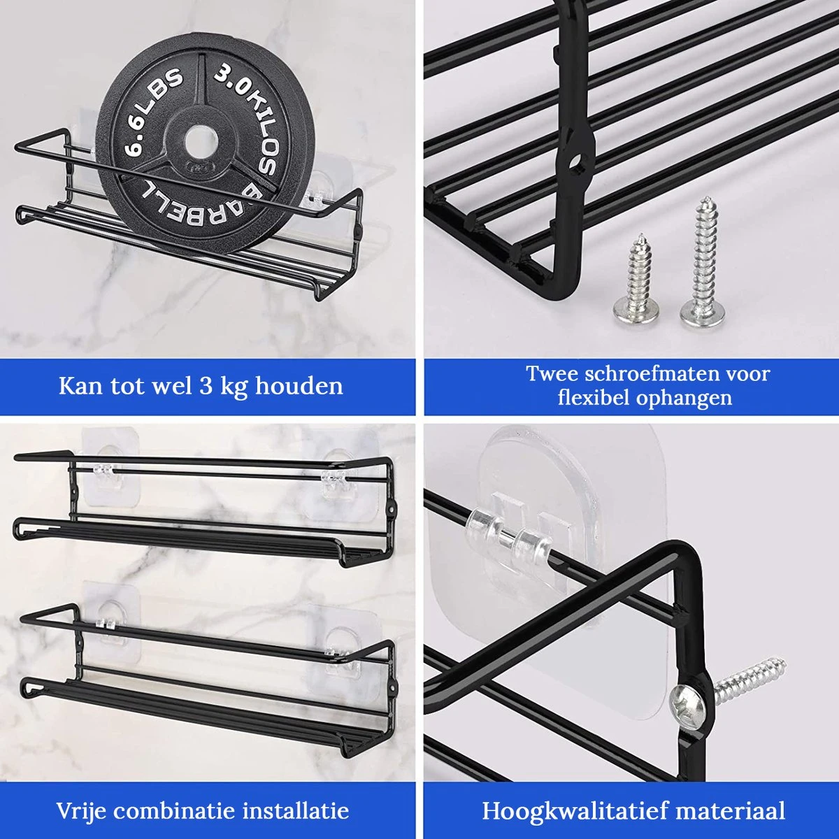 Merkloos Friendly Kitchen - Zwart Ophangbaar Kruidenrek - Modern Strak Kruidenrekje - Staal 5 Merkloos Friendly Kitchen - Zwart Ophangbaar Kruidenrek - Modern Strak Kruidenrekje - Staal - Afbeelding 5