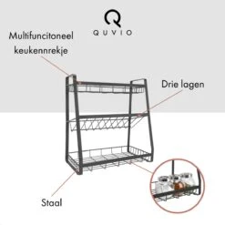 QUVIO Kruidenrek - Keukenrek Staand - Keukenrekje - Keukenrek - Aanrecht Organizer - Metaal - 19 X 35 X 38 Cm 9 QUVIO Kruidenrek - Keukenrek Staand - Keukenrekje - Keukenrek - Aanrecht Organizer - Metaal - 19 X 35 X 38 Cm -Mepal Shop 1200x1200 205