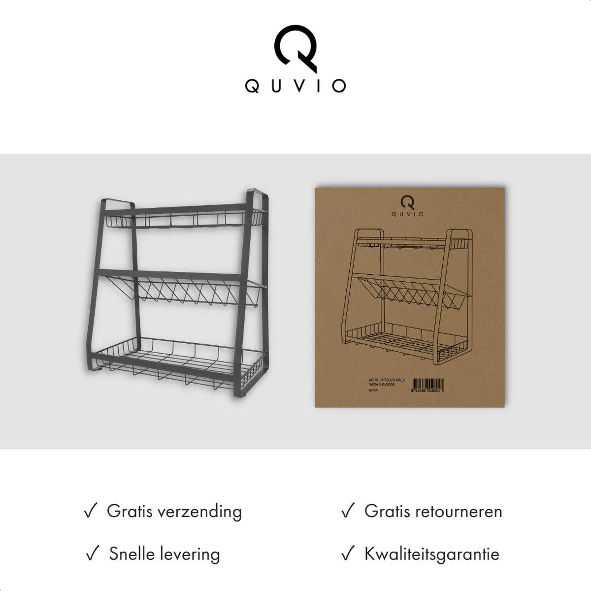 QUVIO Kruidenrek - Keukenrek Staand - Keukenrekje - Keukenrek - Aanrecht Organizer - Metaal - 19 X 35 X 38 Cm 7 QUVIO Kruidenrek - Keukenrek Staand - Keukenrekje - Keukenrek - Aanrecht Organizer - Metaal - 19 X 35 X 38 Cm - Afbeelding 7