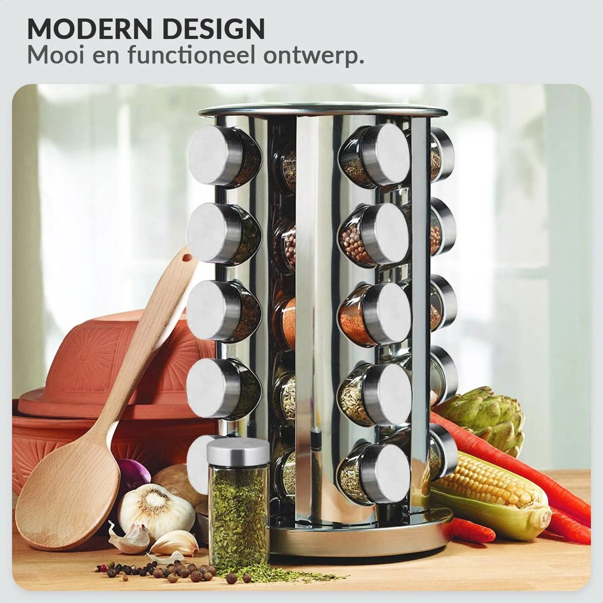 SensaHome 360 Graden Roteerbare Kruidencarrousel - Kruidenrek/Kruidenmolen - 20 Kruidenpotjes - 5 Laags - Draaibaar - 20 Specerijen Potjes - Specerijenmolen 6 SensaHome 360 Graden Roteerbare Kruidencarrousel - Kruidenrek/Kruidenmolen - 20 Kruidenpotjes - 5 Laags - Draaibaar - 20 Specerijen Potjes - Specerijenmolen - Afbeelding 6
