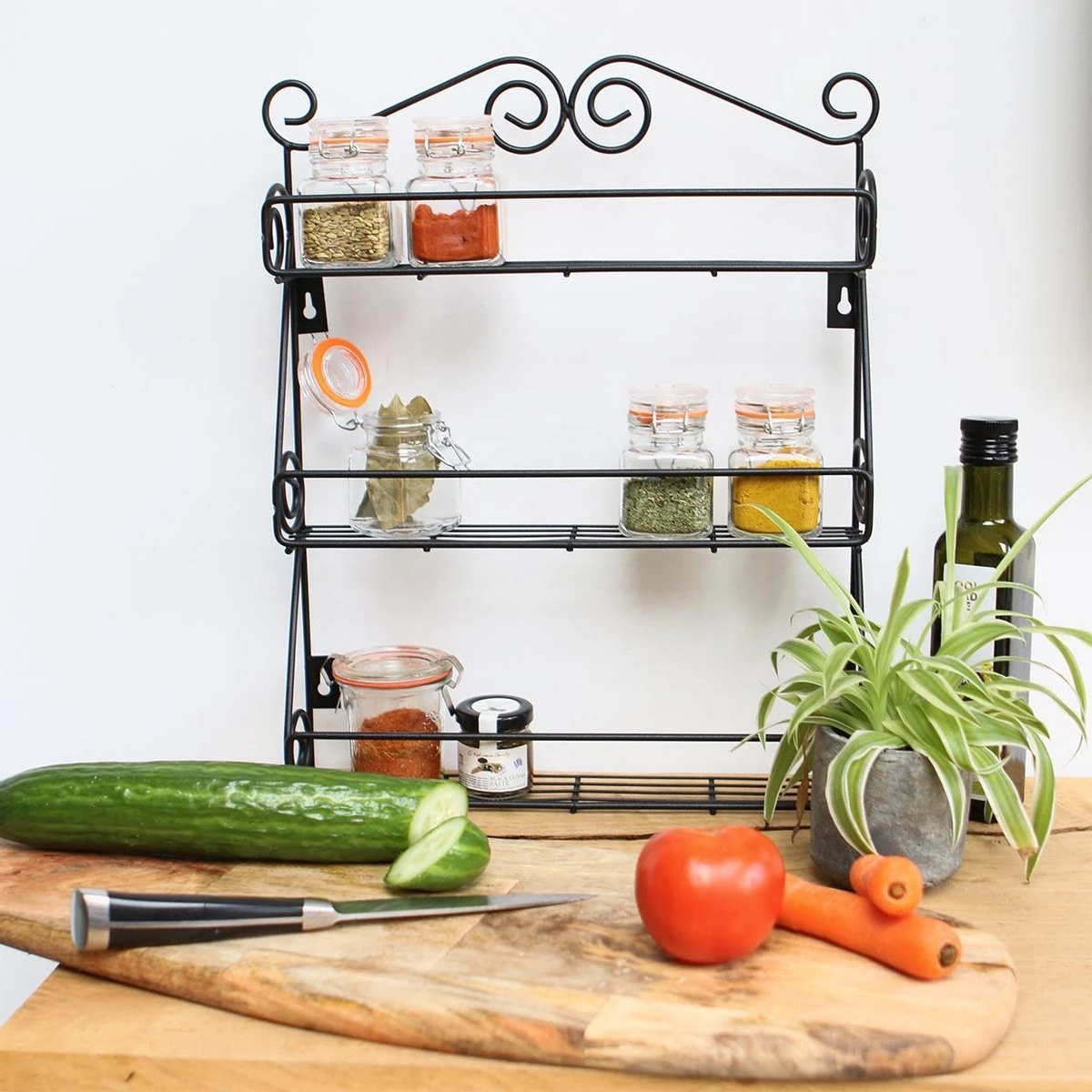 KitchenBrothers Kruidenrek - Staand En Ophangbaar - Voor 21 Potjes - 3 Laags - Metaal 2 KitchenBrothers Kruidenrek - Staand En Ophangbaar - Voor 21 Potjes - 3 Laags - Metaal - Afbeelding 2