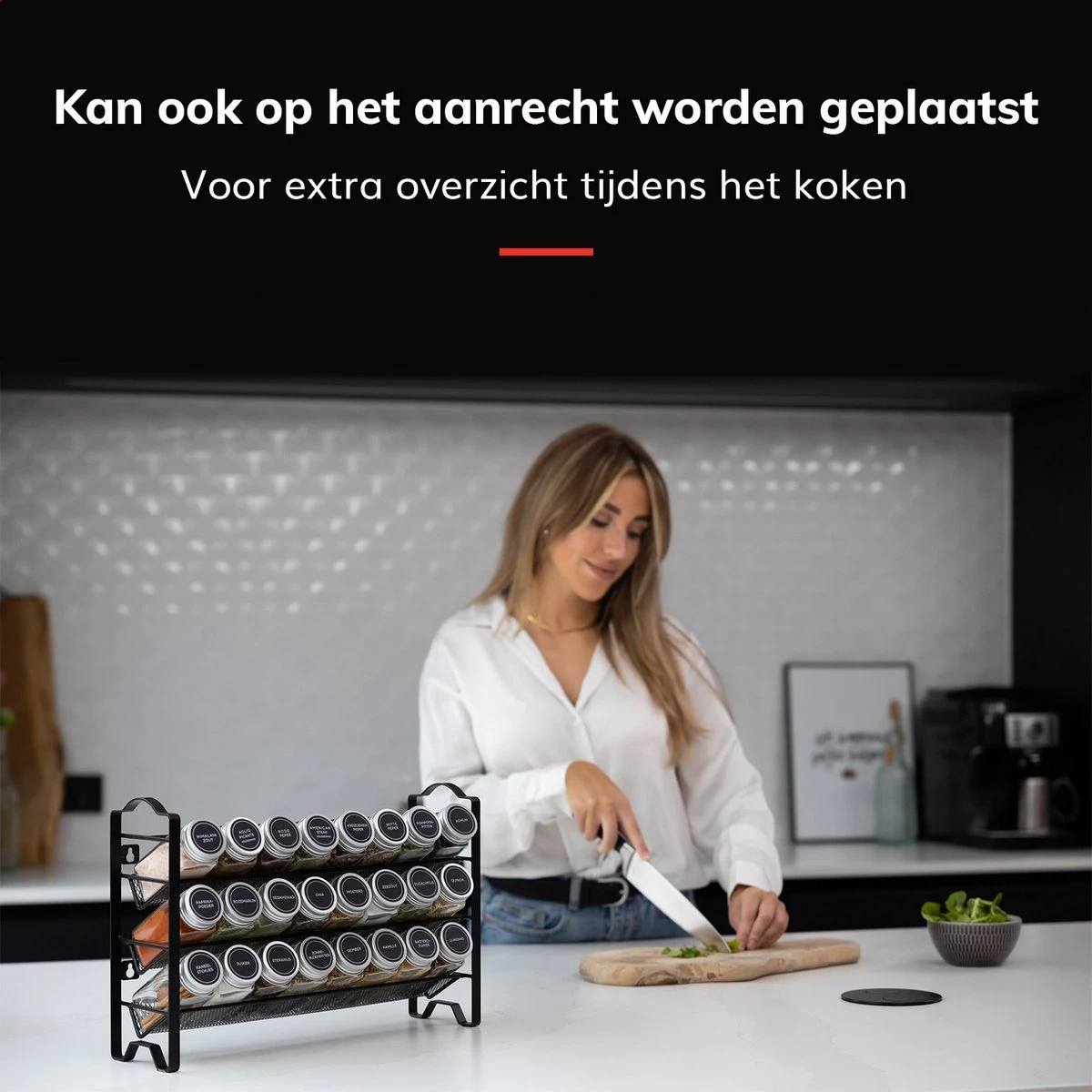 Deleca Kruidenrek Organizer Met 24 Kruidenpotjes - Vierkant - Strooideksel & Labels - Ophangbaar Of Staand - Industrieel / Zwart 8 Deleca Kruidenrek Organizer Met 24 Kruidenpotjes - Vierkant - Strooideksel & Labels - Ophangbaar Of Staand - Industrieel / Zwart - Afbeelding 8