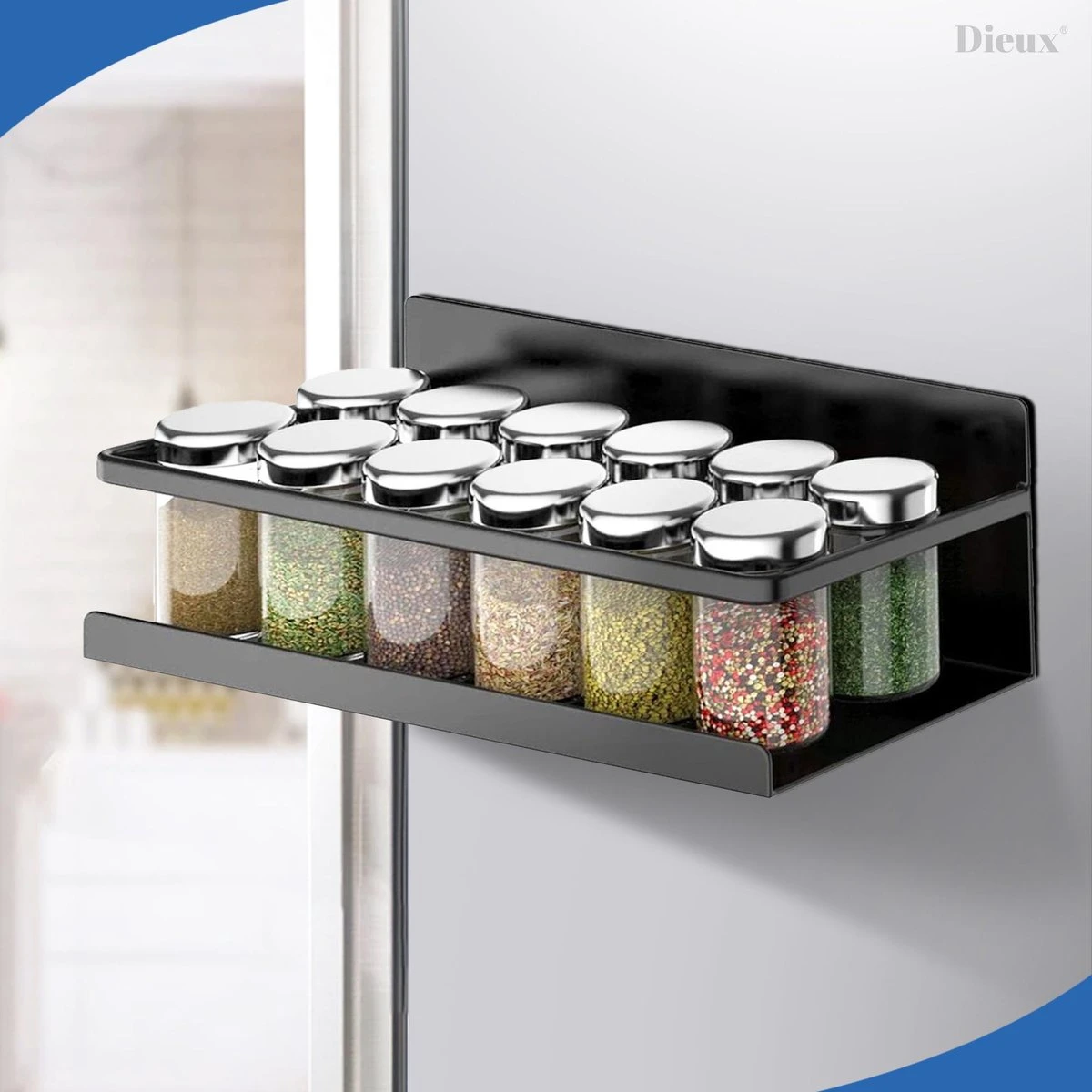 Dieux® - Magnetisch Kruidenrek - Ophangbaar Opbergrek - Keukenrek - Complete Set - Aanrecht Organiser - Badkamerrek - Wandrek - Staal - Zwart - Pasen 4 Dieux® - Magnetisch Kruidenrek - Ophangbaar Opbergrek - Keukenrek - Complete Set - Aanrecht Organiser - Badkamerrek - Wandrek - Staal - Zwart - Pasen - Afbeelding 4