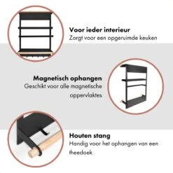 QUVIO Keukenrekje Van Metaal Magnetisch - Kruidenrek - Keuken Opbergrek Voor Kruiden, Handdoeken En Opscheplepels - Zwart 16 QUVIO Keukenrekje Van Metaal Magnetisch - Kruidenrek - Keuken Opbergrek Voor Kruiden, Handdoeken En Opscheplepels - Zwart -Mepal Shop 1200x1200 252