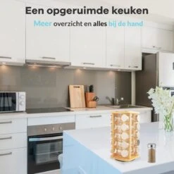 Alternative view of LuZana® Draaibaar Kruidenrek Staand Met Potjes - Bamboe- 20 Kruidenpotjes Met Strooideksel – Incl. Labels, Krijtstift En Trechter