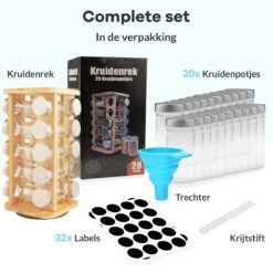 LuZana® Draaibaar Kruidenrek Staand Met Potjes - Bamboe- 20 Kruidenpotjes Met Strooideksel – Incl. Labels, Krijtstift En Trechter 12 LuZana® Draaibaar Kruidenrek Staand Met Potjes - Bamboe- 20 Kruidenpotjes Met Strooideksel – Incl. Labels, Krijtstift En Trechter -Mepal Shop 1200x1200 311