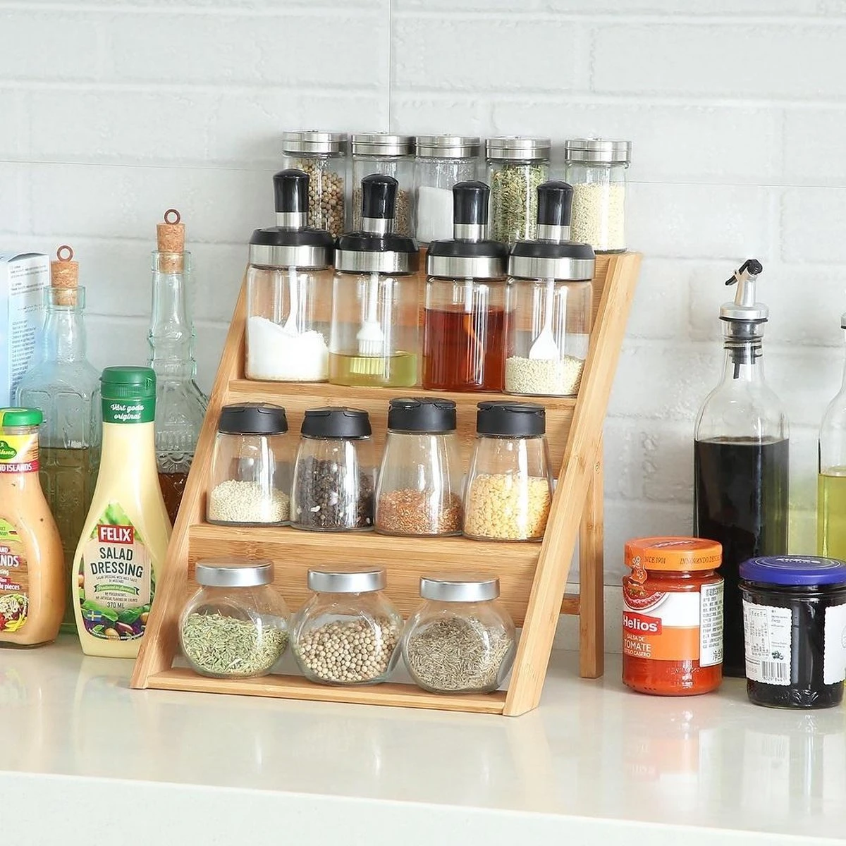 Merkloos Decopatent® Kruidenrekje Staand - Kruidenrek Voor 16 Tot 20 Kruidenpotjes - Hout - 4 Laags 1 Merkloos Decopatent® Kruidenrekje Staand - Kruidenrek Voor 16 Tot 20 Kruidenpotjes - Hout - 4 Laags