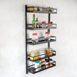 Soome Viljo - Kruidenrek Ophangbaar - Keukenrek - Wandrek - Keuken Organizer - 5 Laags - Verstelbaar - Staal - Zwart - H85xB42.5cm 19 Soome Viljo - Kruidenrek Ophangbaar - Keukenrek - Wandrek - Keuken Organizer - 5 Laags - Verstelbaar - Staal - Zwart - H85xB42.5cm -Mepal Shop 1200x1200 399