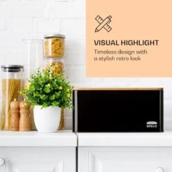 Klarstein Granrosi Oklahoma Broodtrommel - 35,5 X 15,5 X 23 Cm - Brooddoos Met Snijplank - Metaal & Bamboe -Mepal Shop 1200x1200 423