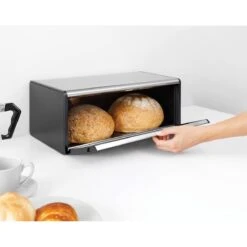 Brabantia Broodtrommel - Met Klepdeksel - Matt Steel Fingerprint Proof / Matt Black -Mepal Shop 1200x1200 430