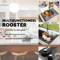 Kitch&Life Afdruiprek Oprolbaar - Mat Zwart - Pannenonderzetter - Afdruipmat - Keukenrek 3-in-1 11 Kitch&Life Afdruiprek Oprolbaar - Mat Zwart - Pannenonderzetter - Afdruipmat - Keukenrek 3-in-1 -Mepal Shop 1200x1200 534