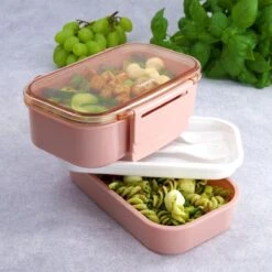 Homra Lunchbox STAQS Pink - Bento Box - 2 Laags Broodtrommel - 3 Compartimenten - Roze - Lunch To Go - Duurzaam Kunststof - BPA Vrij - 3 Vaks Lunchtrommel Voor Volwassenen - Inclusief Bestek - Magnetron, Diepvries, Vaatwasser Bestendig - Vers Houden 27 Homra Lunchbox STAQS Pink - Bento Box - 2 Laags Broodtrommel - 3 Compartimenten - Roze - Lunch To Go - Duurzaam Kunststof - BPA Vrij - 3 Vaks Lunchtrommel Voor Volwassenen - Inclusief Bestek - Magnetron, Diepvries, Vaatwasser Bestendig - Vers Houden -Mepal Shop 1200x1200 62
